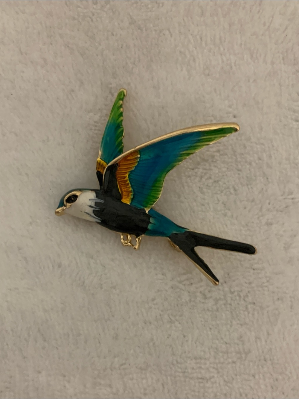 Colorful Swallow Bird Enamel Pin Brooch - Blue Green